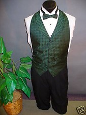 BOYS SMALL Vest Emerald Formal Vest Backless with matching lapels