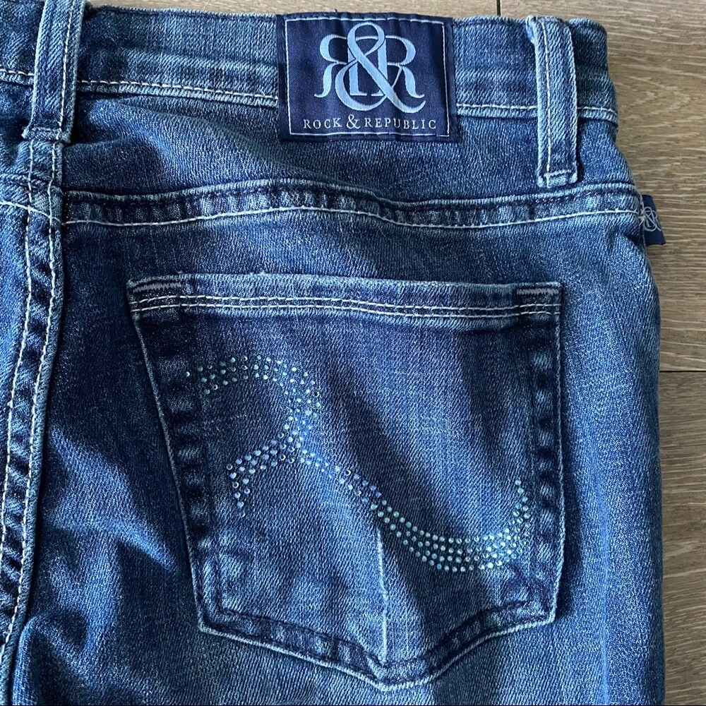 Y2K Vintage Rock Republic Bootcut Jeans With Bedazzled RR on Pockets Size 8