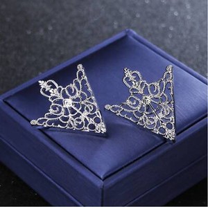 Authentic Silver gold plated triangle designer collar pin creative shirt brooch ggg3
