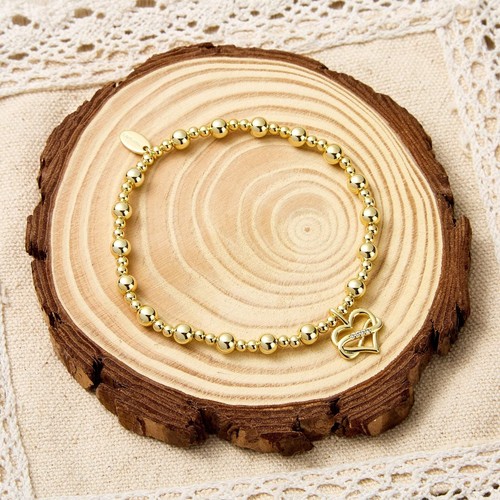 Gold Plated Infinity Heart Beaded Stretch Bracelet - Picture 5 of 6