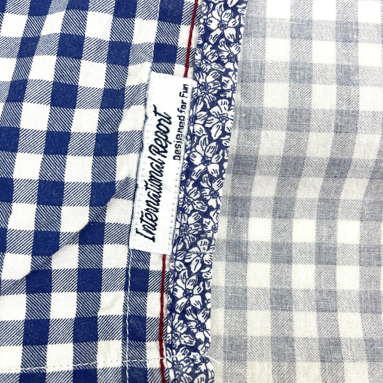International Report Blue Gingham Button Shirt Fl… - image 3