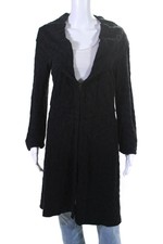 In Transit Womens Hook Front Long Sleeve V Neck Sweater Coat Black Cotton Size 4