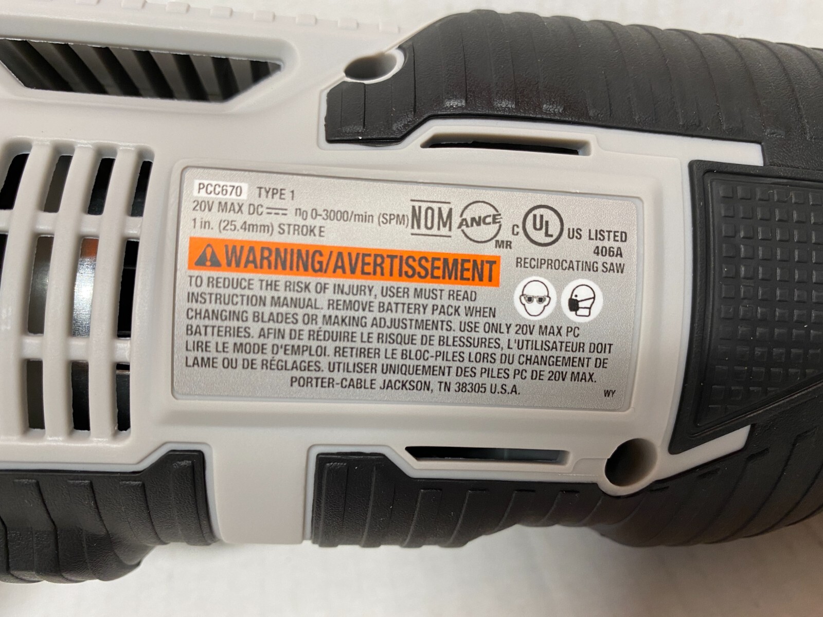  Porter Cable PCC670 20V Max Lithium Reciprocating Saw Tool Only NEW