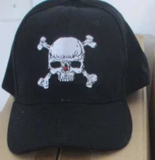 NEW! SKULL AND CROSSBONES CAP HAT BLACK