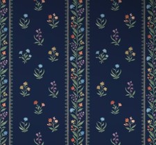 Nina Campbell Curtain Fabric 'PETIT DAPURI' 3.4 METRES NAVY (01) Linen Blend