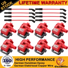 8 PACK HI OUTPUT PERFORMANCE IGNITION COIL & SPARK PLUG WIRES FOR GM LS1 LS6 LS