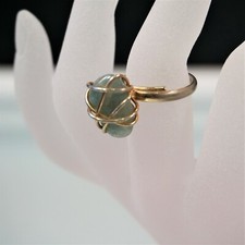Wire Wrapped Fashion Ring Green Stone Size 4.5