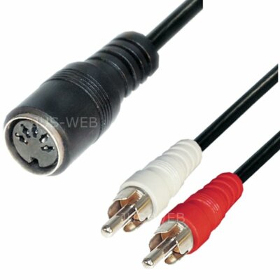 Audio Kabel 2 Cinch Stecker DIN Buchse 0,2m Wiedergabe RCA Kupplung HiFi Adapter