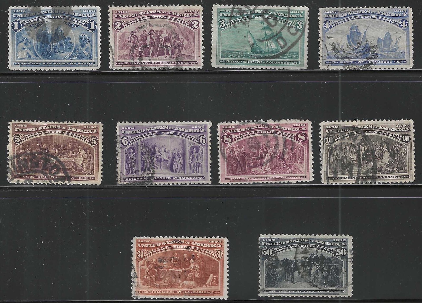 United States, 1893, Scott 230237, 239240, 10 Diff. Columbian Issues