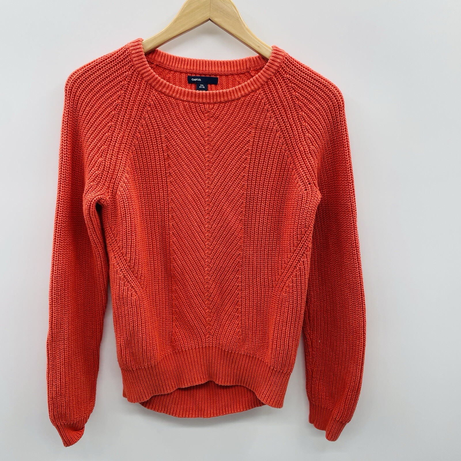 Gap Kids Youth Girls Size XXL 14-16 Long Sleeve Ribbed Pullover Sweater Orange
