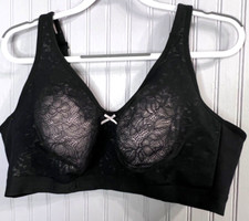 Cacique Womens BRA 44D Black Pink UnLined Full Coverage Lane Bryant No Wire NWOT
