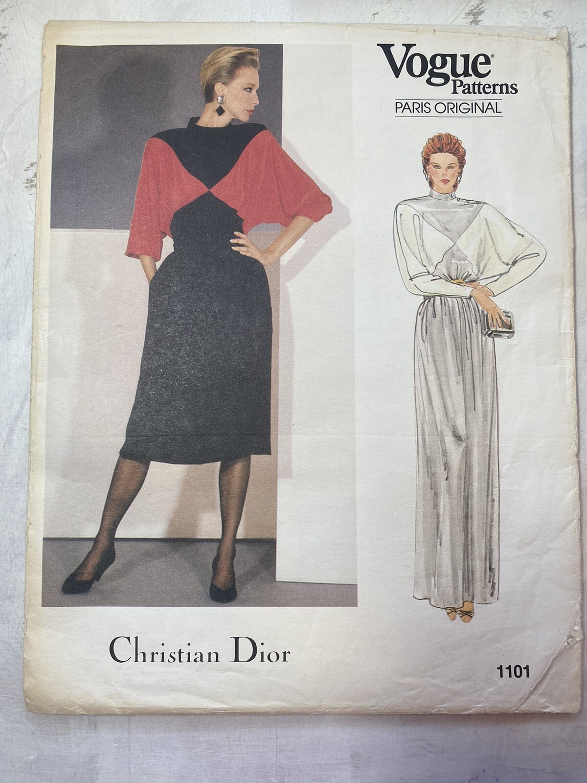 Vintage Vogue 1101 Christian Dior Paris Color Blocking Maxi Dress Uncut 12  | eBay