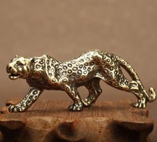 Brass Leopard Figurine Small Animal Statue Table Office Home Decoration Toy