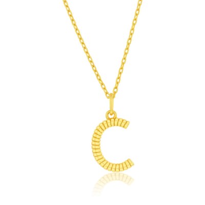 Sterling Silber, starres Design 'C' Initialen Halskette - vergoldet