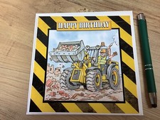 Digger Birthday Card, JCB, 3D Decoupaged, Handmade