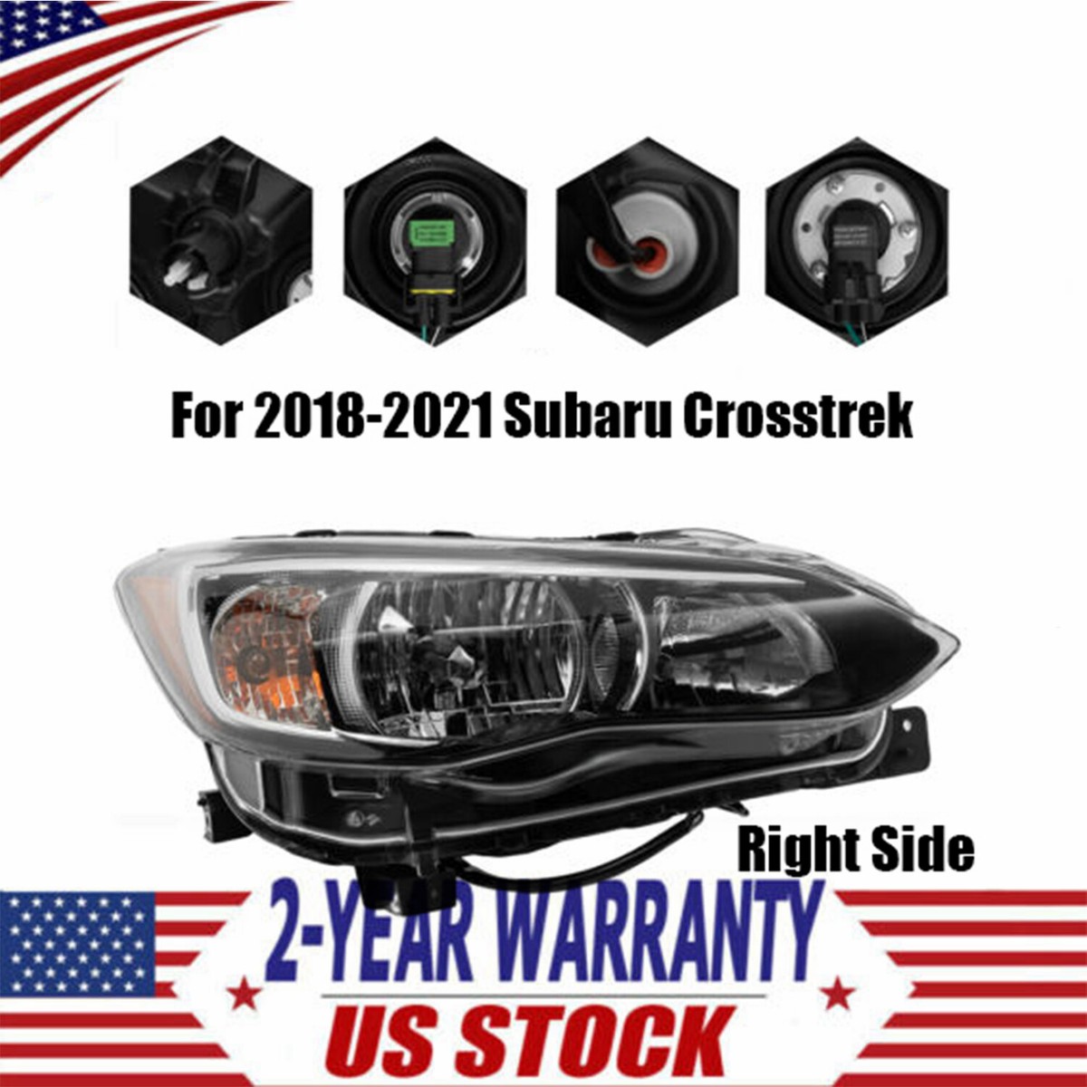 Driver Side Halogen Headlight For 2018-2021 Subaru Crosstrek & Impreza - Includes Bulbs 6 thumbnail image