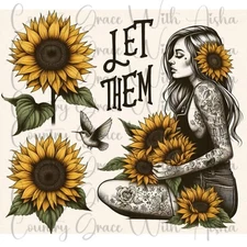 20oz Skinny Tumbler Sublimation Transfer Let Them Sunflower Ready To Press