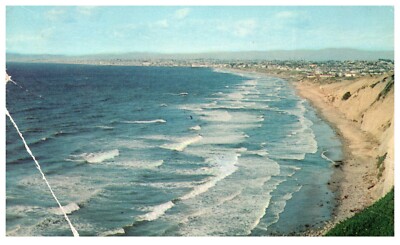Postcard Chrome Redondo Beach California Waves of restless Palos Verdes Estates 