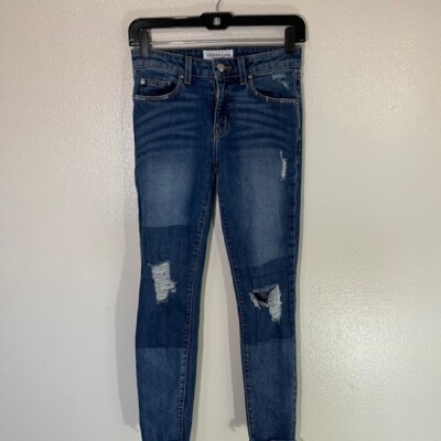 Derek Lam Devi Mid Rise Skinny Distressed Patchwork Jeans Size 26