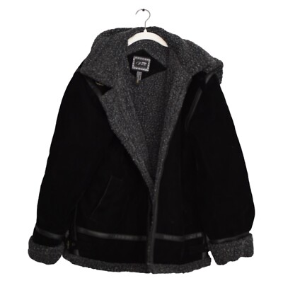 Bare Fox Jacket Womens Black Soft Fur V Neck Collared Long Sleeve