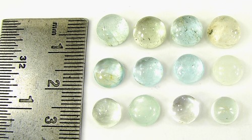 25.95 Ct Natural Aquamarine Loose Gemstone 7-9 mm Cabochon 12 Pcs Lot - 2550 - Picture 2 of 2