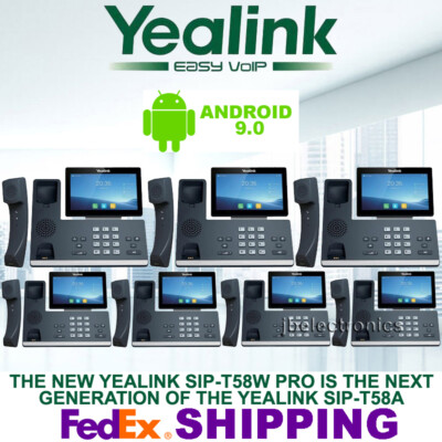 YEALINK SIP-T58W PRO IP PHONE WIFI BLUETOOTH ANDROID - 7 PHONES