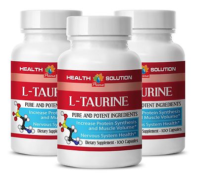 Organic L-Taurine - L-TAURINE 500mg - Increases Blood Flow for the Body - 3 Bot