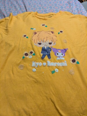 NEW Fruits Basket Hello Kitty Kyo Kuromi TShirt Womens M Yellow