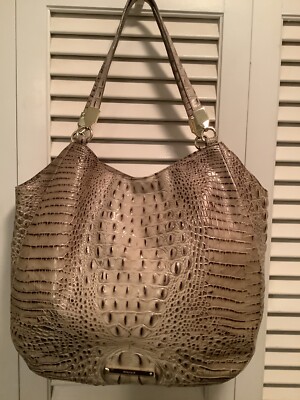 Brahmin Marianna Light Brown Croco Leather Large