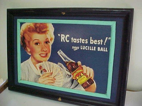 VINTAGE R C COLA WITH LUCILLE BALL FRAMED - Picture 2 of 9