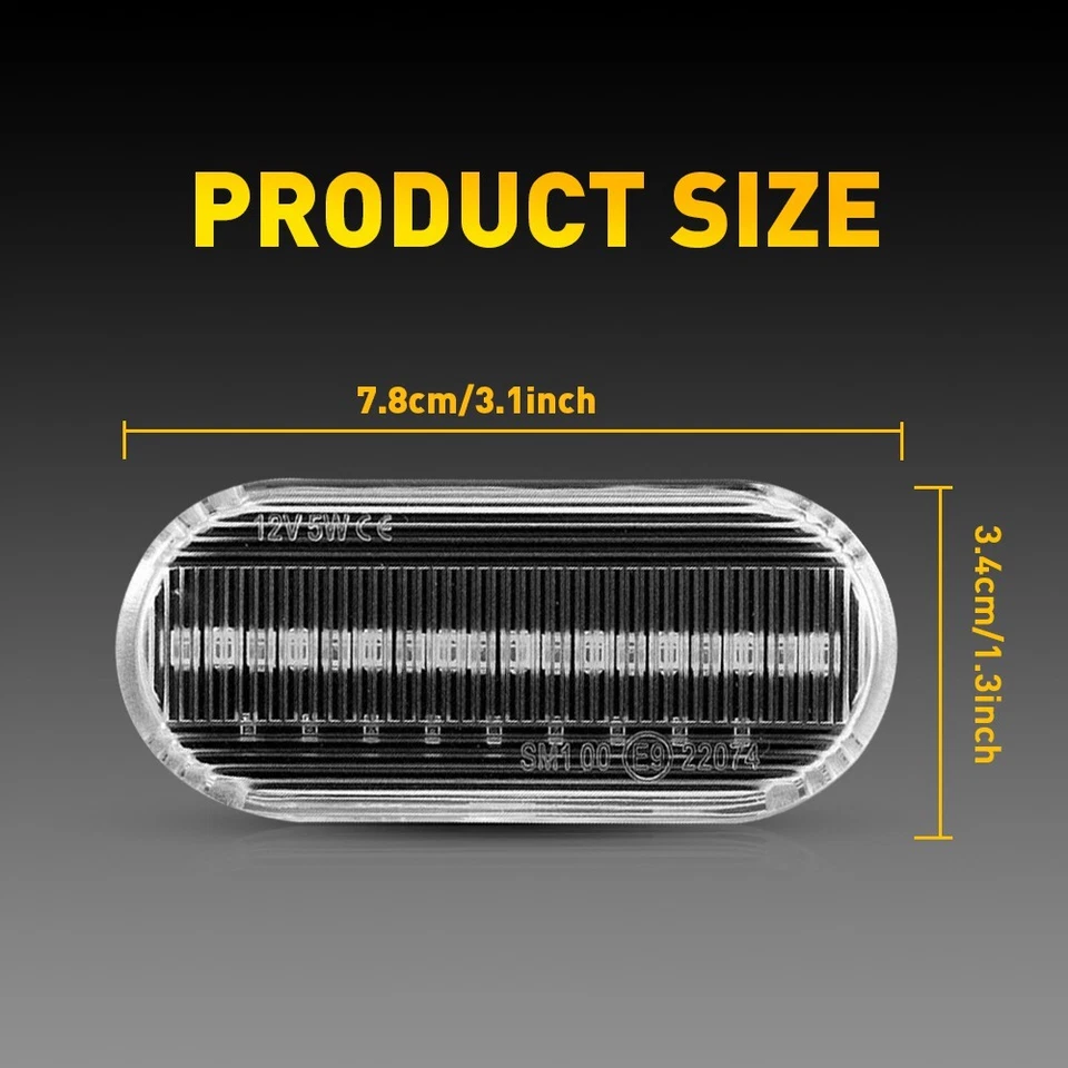 2X Sequential Amber LED Side Marker Signal Lights For 99-04 Volkswagen Jetta EAH - Image 3 of 4