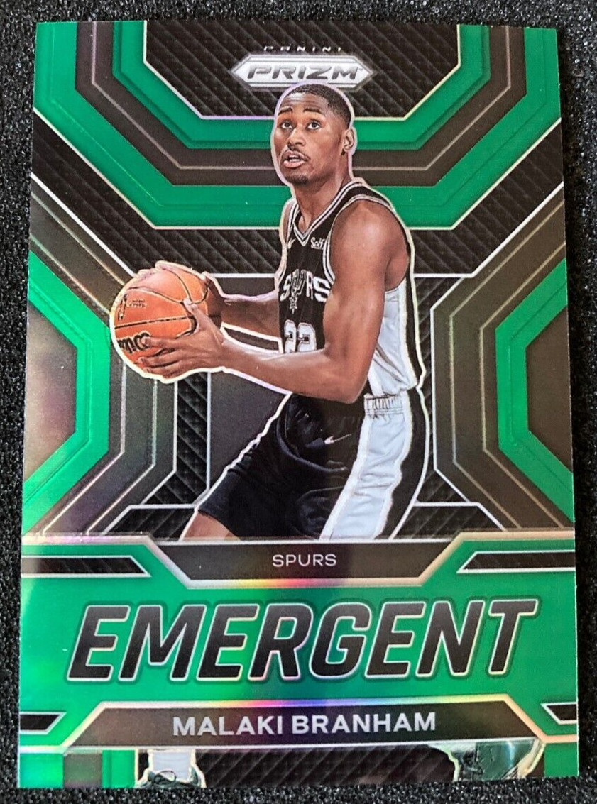 2022-23 Panini Prizm Malaki Branham Emergent GREEN Prizm #28. San Antonio Spurs
