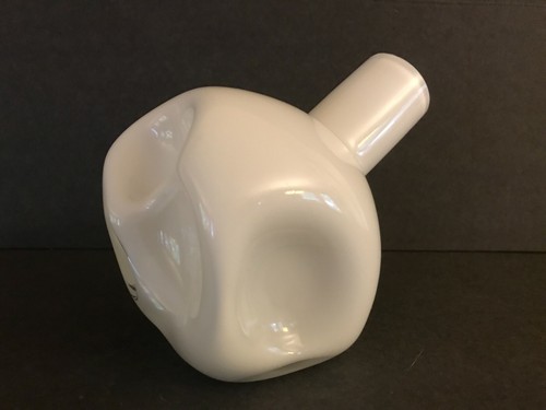 MCM Hand blown Glass White Cased Pinched Bottle Vase