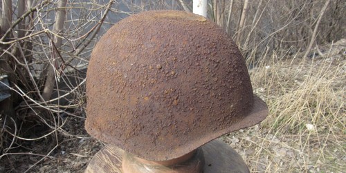 Elmetto originale-autentico WW2 WWII reliquia esercito rosso sovietico "Ssh39 "tre rivetti"#2 - Foto 4 di 10