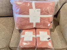NEW Pottery Barn Kids Heathered Jersey Full/Queen Quilt  Shams, Orange Rust