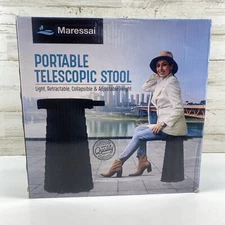Portable Retractable Stool, Heavy Duty Collapsible Telescoping Stool, Black *NEW