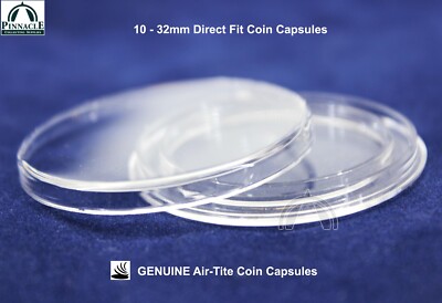 10 Pk GENUINE Direct Fit H32 AirTite Coin Capsules / Capped Bust Half 1807-1836
