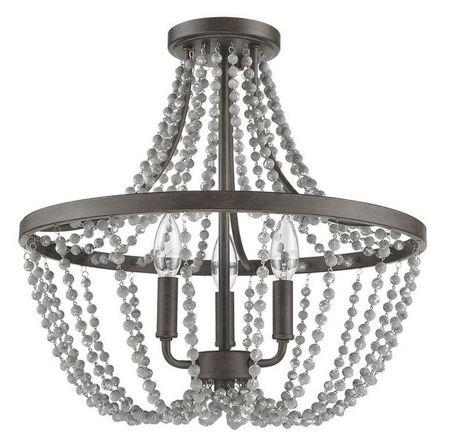 Shabby Chic Distressed Cream 4 Way Semi Flush Decorative Ceiling