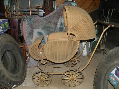 Baby Carriage Pram Wicker Large Heywood Wakefield Original