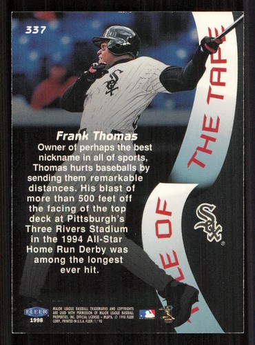 1998 Fleer Tradition #337 Frank Thomas TT - Picture 2 of 2