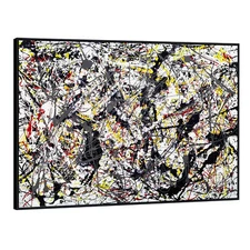 Framed Art Print Silver Over Black,White,Yellow and Red by Jackson Pollock