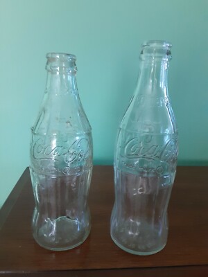 Clear Coca Cola Bottles 10oz/ 2 Different Styles