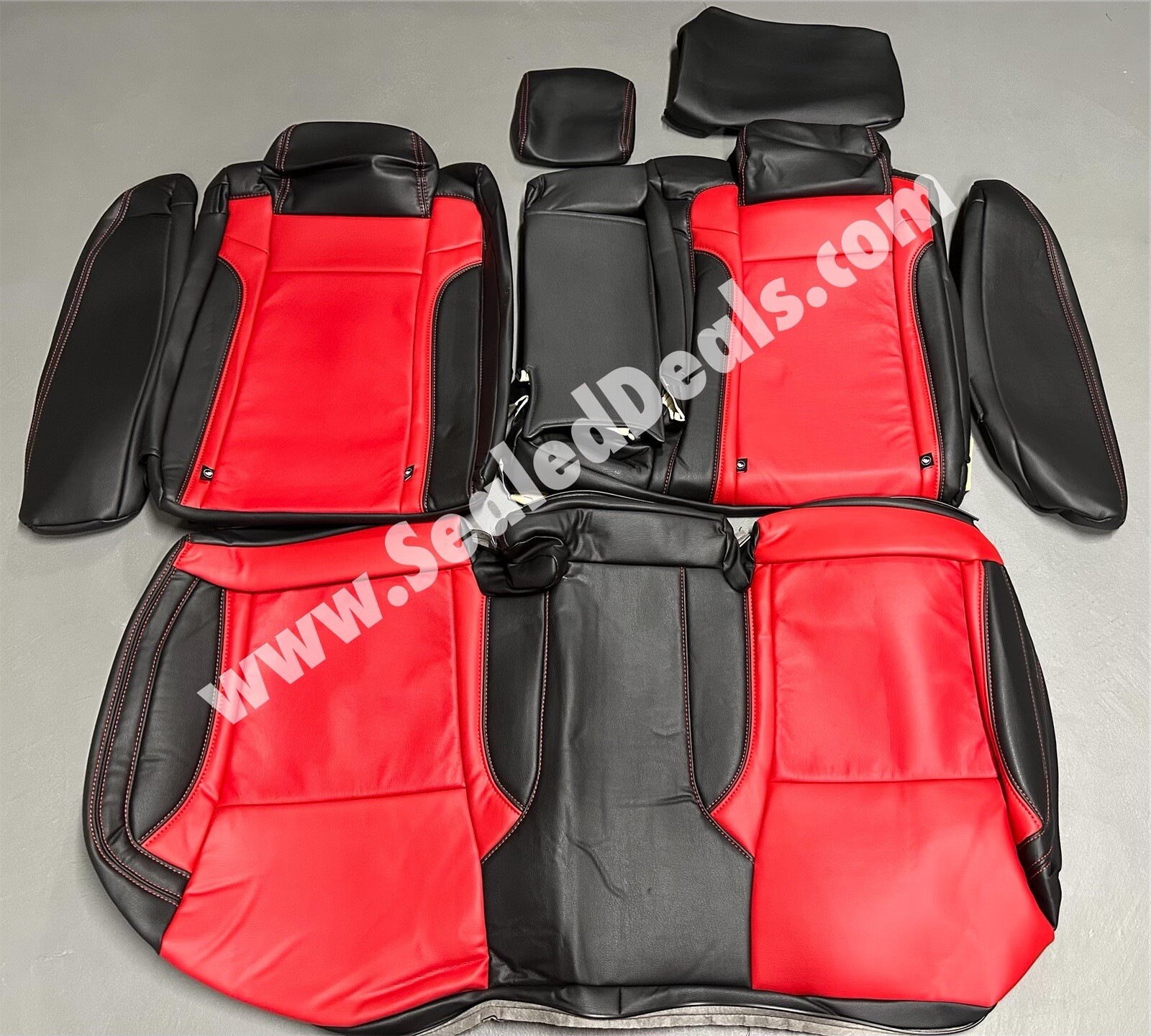 Black & Salsa Red Leather Seat Covers for 201523 Dodge Charger w Scat Pack Logo eBay