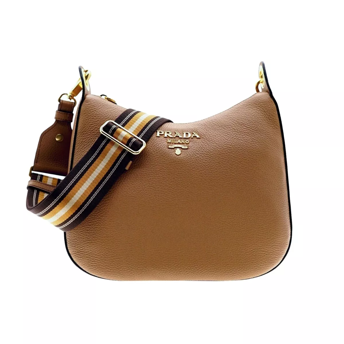 PRADA Triangle Tessuto NYLON & TAN Beige Leather Adjustable