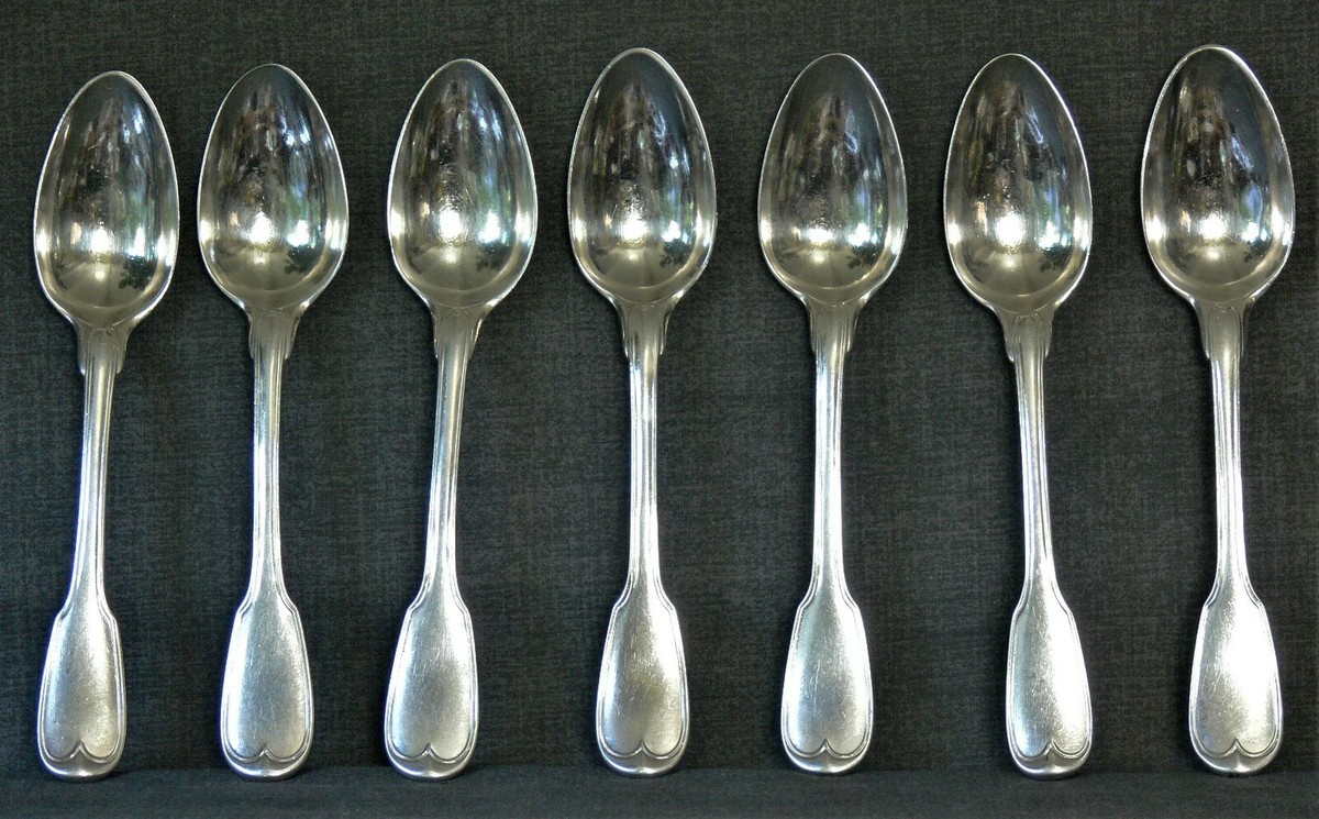 Christofle Antique French Sterling Silver Spoons 18th Century Set