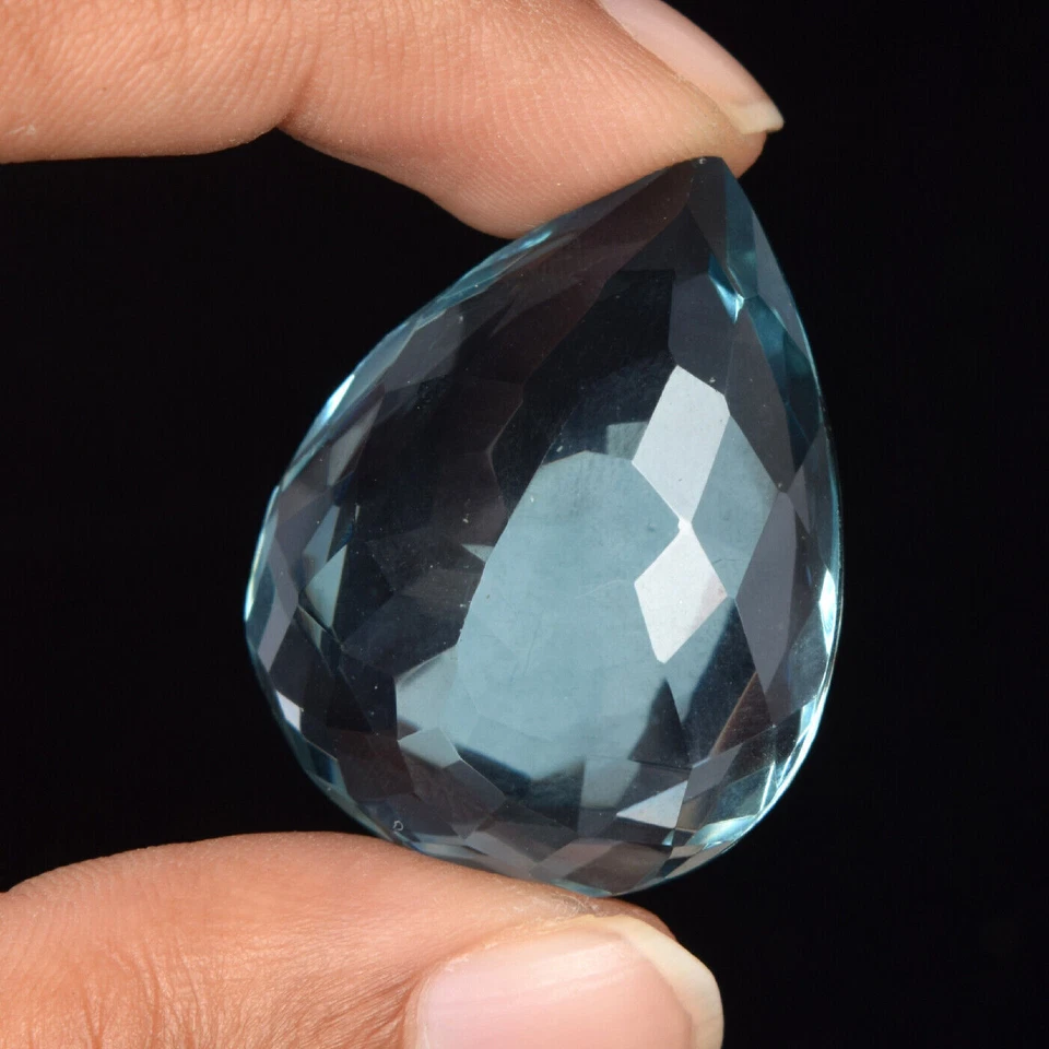 Синтетический ограненный в лаборатории аквамарин грушевидной огранки AAA - Изображение 4 из 4