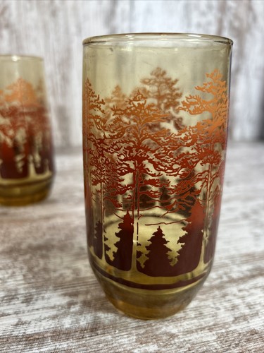 Vintage Glasses Tumbler Orange / Smoky Glass Set Of 3 - Picture 2 of 4