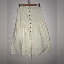 Free People Ivory Button-Down A-Line Skirt size 4
