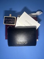    Gucci Black Leather Card Case Wallet New In Box With Dustbag
