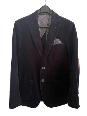 Alcott Blazer Jacke blau Samt Patch braune Patches und Taschentuch